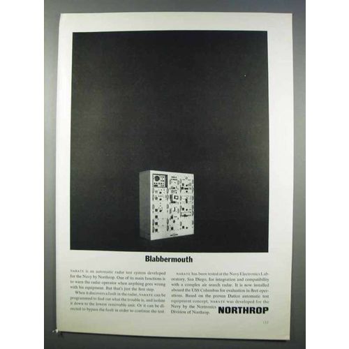 1962 Northrop Navy NARATE Radar Test System Ad
