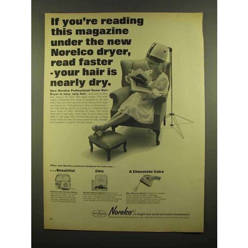1965 Norelco Professional Home Hair Dryer Ad - Faster