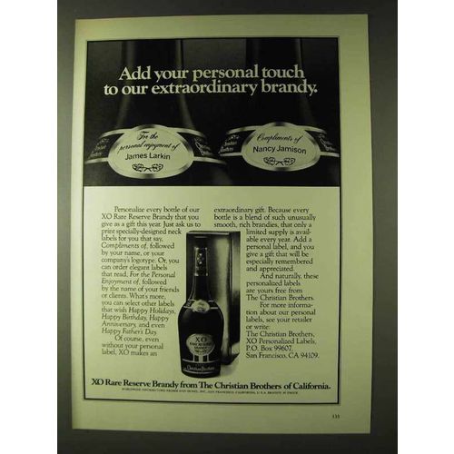 1979 Christian Brothers XO Rare Reserve Brandy Ad
