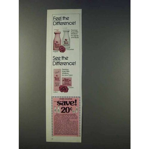 1978 Rose Milk Skin Care Cream Ad - Feel Difference