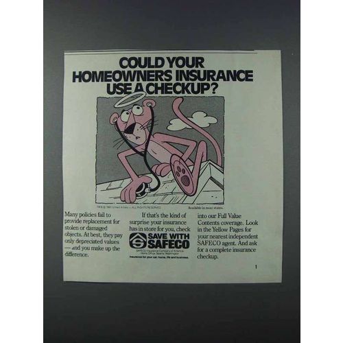 1981 Safeco Insurance Ad - Homeowners - Pink Panther