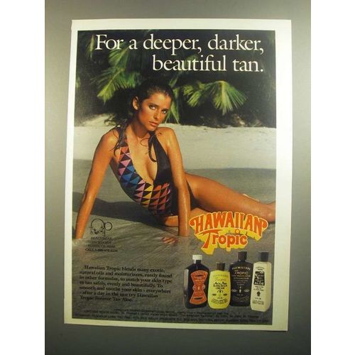 1984 Hawaiian Tropic Forever Tan Aloe Ad - Cathy Virzi
