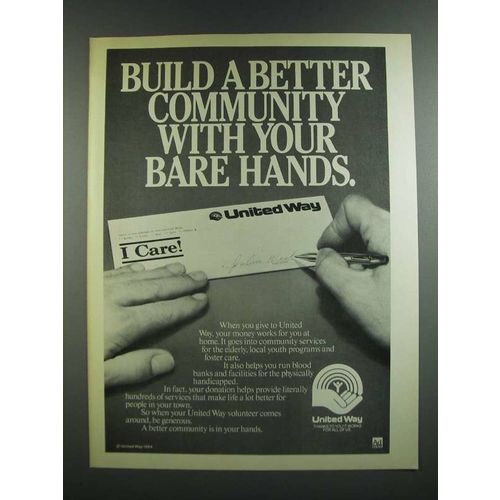 1986 United Way Ad - Build a Better Community with Your Bare Hands