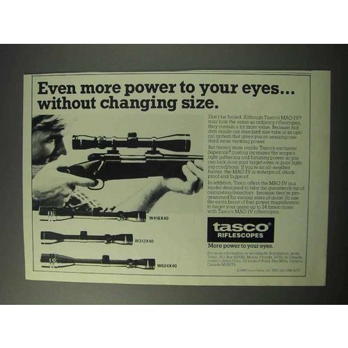 1986 Tasco Riflescopes Ad - W416X40, W312X40