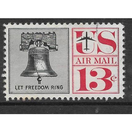 USA 1958 AIR 13c LIBERTY BELL BLACK AND RED SG A 1138 FINE USED