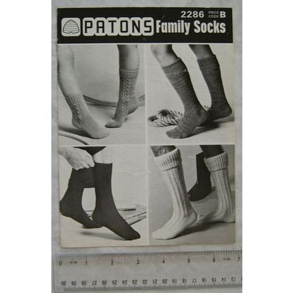 1972 Patons 2286 family socks, 3 ply, 4 ply, DK and Capstan