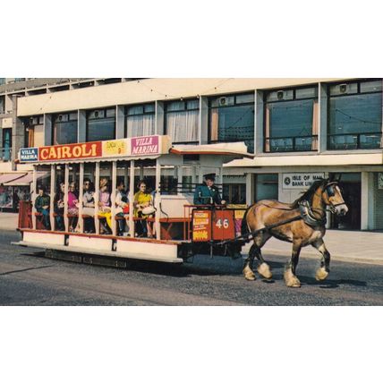 Douglas Isle Of Man Tram at Bank Cairoli 1960s Postcard