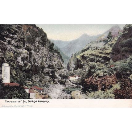 Barranco Del Rio Grand Canary Spain Antique Postcard