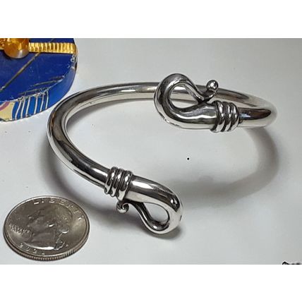 Estate 6mm Tube & Curled Bar End Sterling Silver KBN twist on Bangle #18481