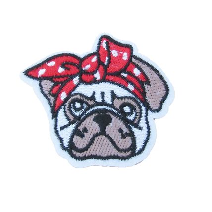 Dog Face Iron On Patch Badge Motif 6.3cm x 5.5cm Kids Fun Patches Boxer Dog P379