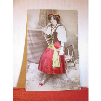 A WOMAN antique portrait photograph postcard by A. Cowie of Swindon =