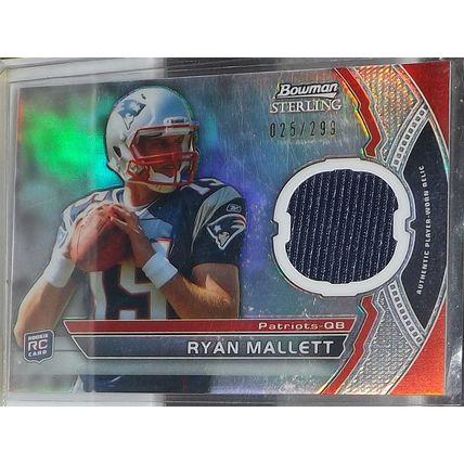 2011 Bowman Sterling RYAN MALLETT (Patriots) Rookie Card Jersey Patch 25/299