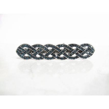 Blue crystal art deco hair barrette clip bridal for fine thin hair