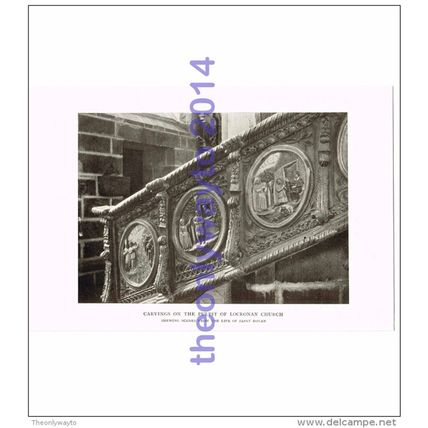 Carvings on the Pulpit of Locronan Church, Brittany, France, Book Illustration (