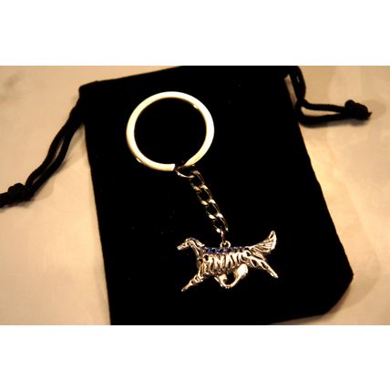 ENGLISH SETTER DOG KEY RING WITH KEY CHAIN & VELVET GIFT BAG