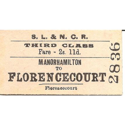 Sligo Leitrim & Northn Cts Rly Edmondson Ticket - Manorhamilton to Florencecourt