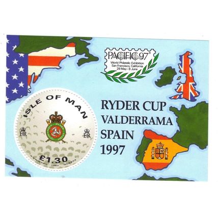 ISLE OF MAN SG MS759 1997 GOLF, RYDER CUP MINIATURE SHEET ~ UNMOUNTED MINT