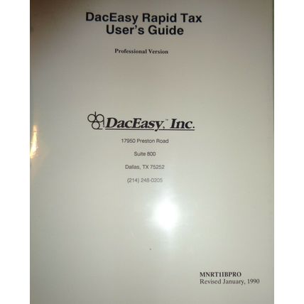 DacEasy Rapid Tax, Professional Version - 1989