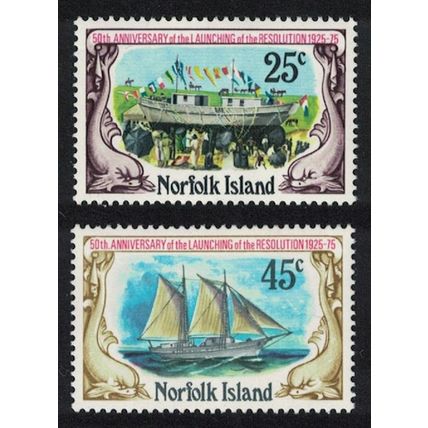 Norfolk Schooner Resolution 2v 1975 MNH SG#170-171 Sc#192-193