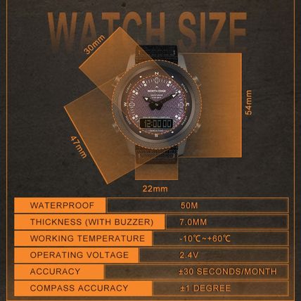 NORTH EDGE EVOQUE Solar Outdoor Waterproof Luminous Sports Nylon Strap Watch, Ny