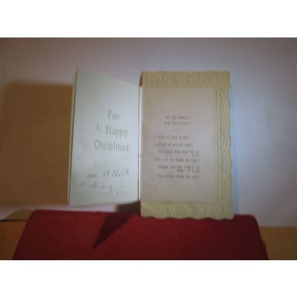 PLASTIC & card CHRISTMAS GREETINGS CARD used antique by R. Tuck PAPER INSERT. =