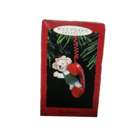 Vintage Hallmark Keepsake Granddaughter Bear on Phone Ornament 1993