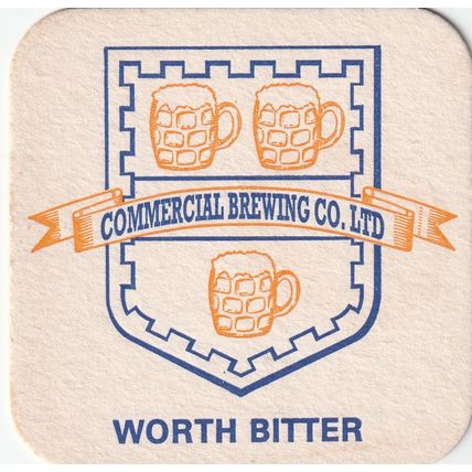 BEER MAT - COMMERCIAL BREWING CO - WORTH BITTER - (Cat No 001) - (1992)