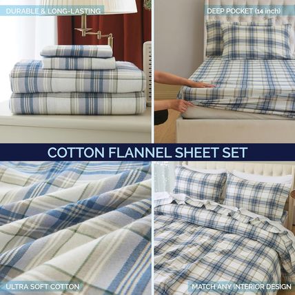 Elegant Comfort Soft 4-Piece 100% Turkish Cotton Flannel Sheet Set - Premium Qua