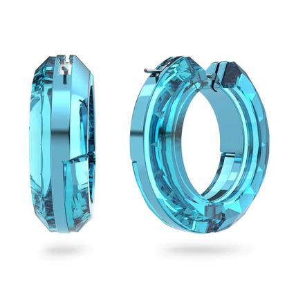 SWAROVSKI Lucent Hoop, Statement, Round shape, Blue Earrings - NEW in Box