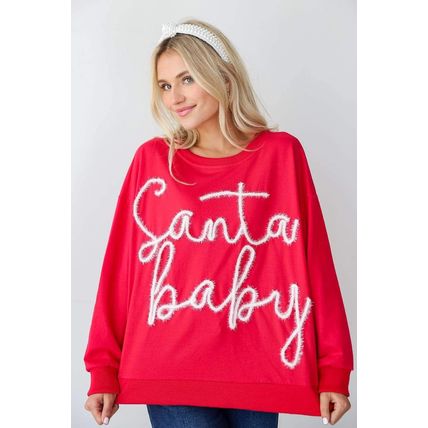 Fiery Red Christmas Santa Baby Tinsel Graphic Sweatshirt