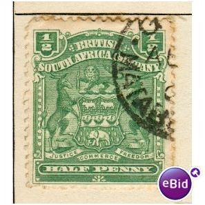 Rhodesia stamps 1898 - SG 75a - British South Africa Company 1/2p green - 1