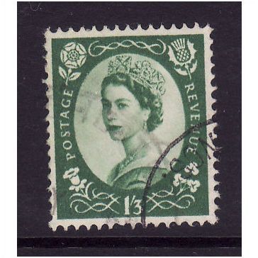 GREAT BRITAIN 1958 SG 585 1/3 GREEN FINE USED #2