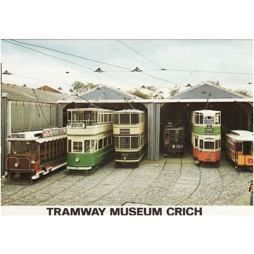 Tram Postcard TRAMWAY MUSEUM CRICH Sheds Tramcars