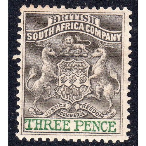 1892 BRITISH SOUTH AFRICA COMPANY Sg21 3d GREY-BLACK & GREEN M/MINT (BT57)