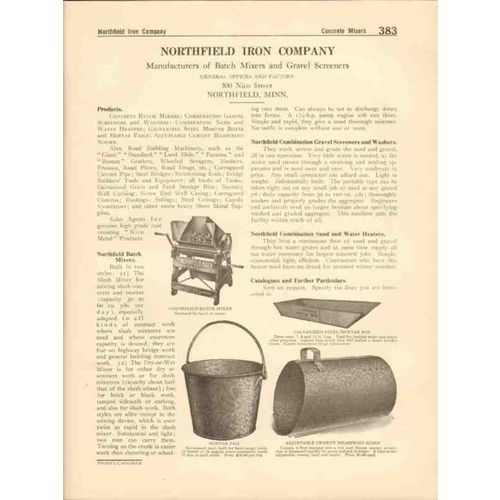 northfield iron company 1916 concrete mixers screeners vintage catalog