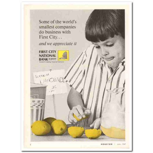 first city national bank 1967 smallest companies business vintage ad