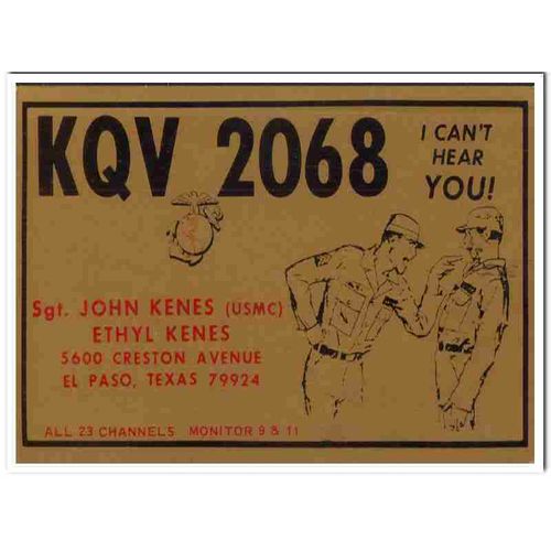 kqv-2068 john kenes el paso texas 1960s cb qsl card vintage postcard