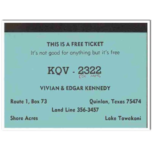 kqv-2322 edgar kennedy quinlan texas 1960s cb qsl vintage postcard