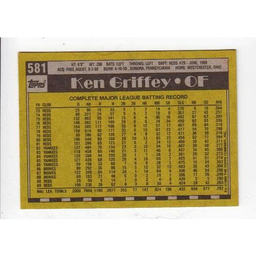 1990 Topps Ken Griffey Sr. baseball card #381 -NM- Reds