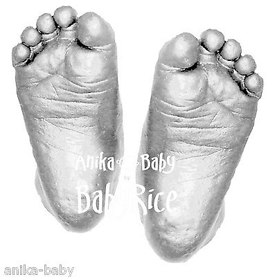 Christening Baby Gift 3D Casting Kit Silver Hand Feet Casts Brushed Pewter Frame