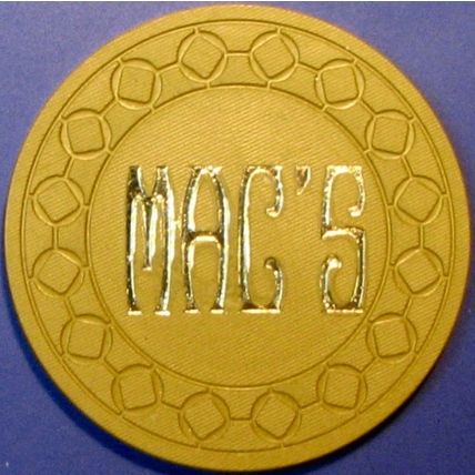 Mac's. $5 Casino Chip. Wendover, NV. Rare. Y24.