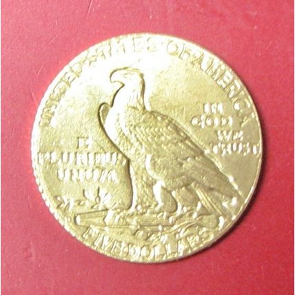 1908 $5 Indian Gold. Challenge Coin, Souvenir. REPLICA. 70.