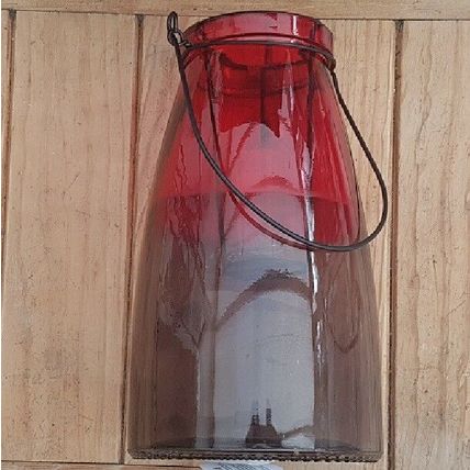 Tealight Candle Holder Red Glass With Clear glass inner container