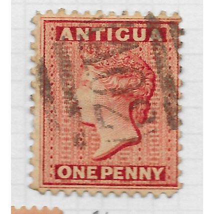 ANTIGUA 1884 QV 1d CARMINE RED PERF 12 ONE PENNY WMK CA USED SG24 24 SG