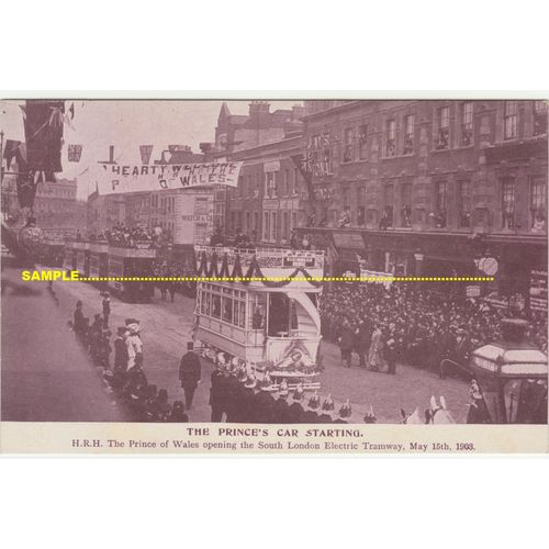 London 1903 Close Up Tram, Prince Opening of LCC South London Electric Tramway