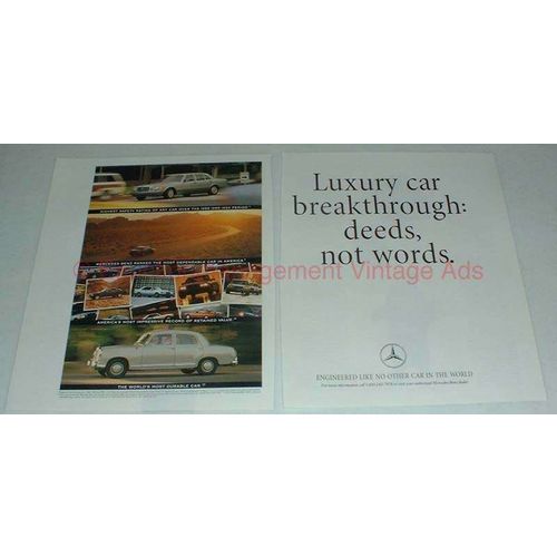 1990 2pg Mercedes-Benz Car Ad - Deeds, Not Words!!