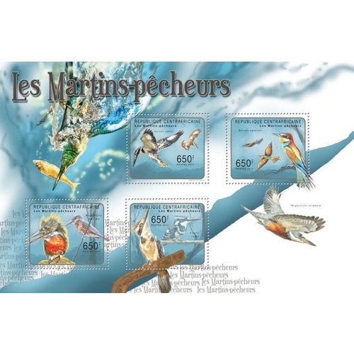 CENTRAL AFRICA 2011 SHEET MNH KINGFISHERS BIRDS MARTINS PECHEURS OISEAUX