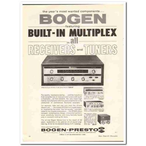 SIEGLER CORP 1961 Bogen-Presto RP200 AM FM Stereo Receiver vintage ad