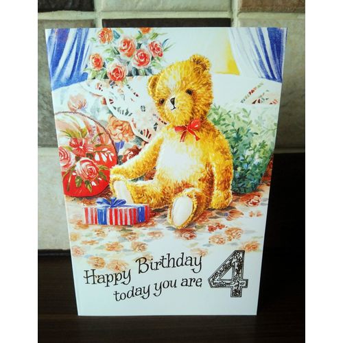 Age 4 Birthday Card - Happy Birthday today you are 4 - 09