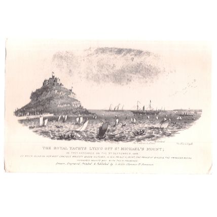 QUEEN VICTORIA, ROYAL YACHTS OFF ST MICHAEL'S MOUNT, CORNWALL vintage postcard =